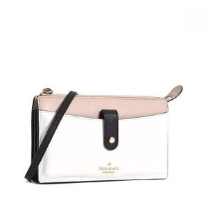 Kate Spade Jackson Optic White Multi-Color Small Tab Wallet Features Crossbody
